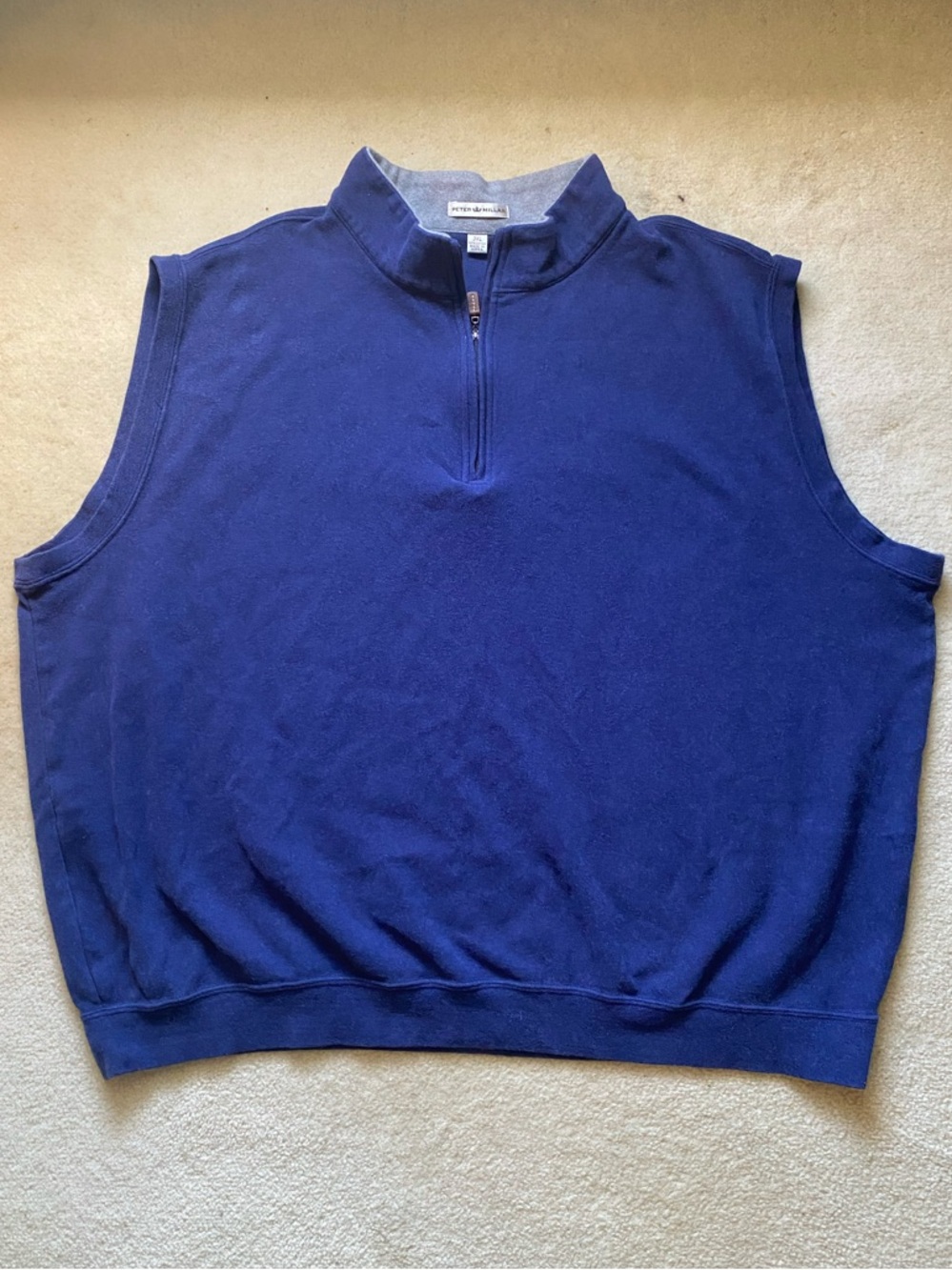 Peter Millar Men's Sweater Vest XXXL 3XL Navy 1/4 Zip 100% Cotton Casual Knit